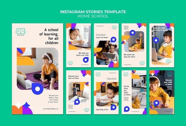 PSD historias de educación en el hogar en las redes sociales