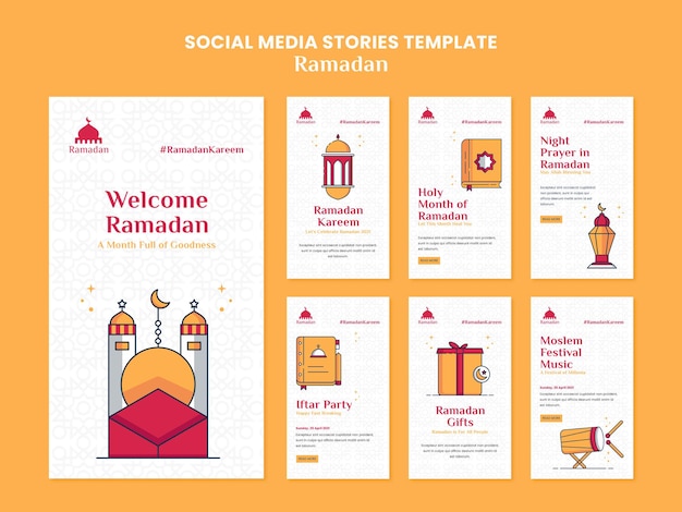 PSD historias ilustradas de las redes sociales de ramadan kareem