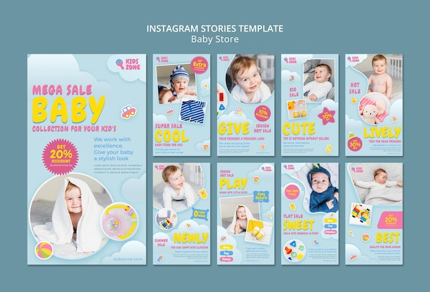 PSD historias de instagram de baby store