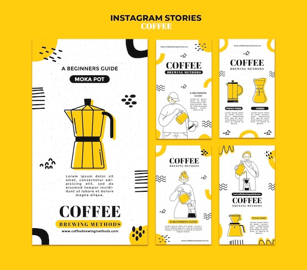 PSD historias de instagram de café