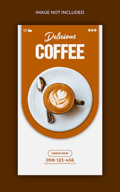 Historias de instagram de cafetería redes sociales diseño de banner