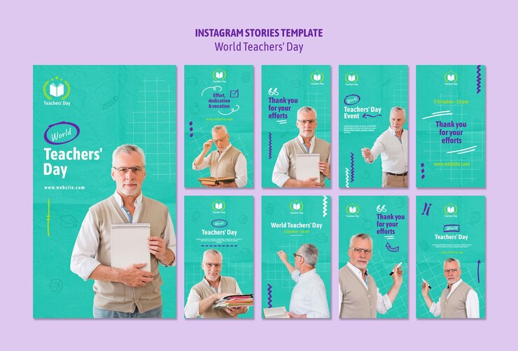 PSD historias de instagram de celebración del día mundial del maestro