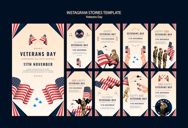 Historias de instagram de celebración del día de los veteranos