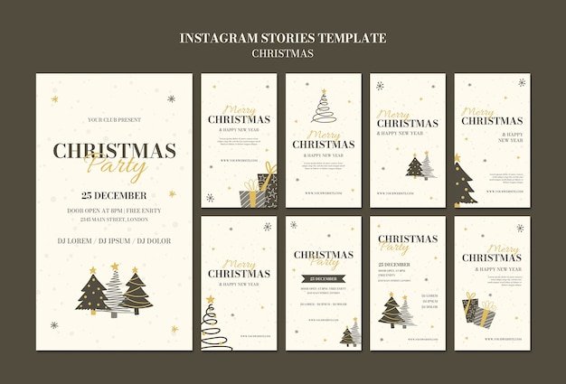 PSD historias de instagram de celebración navideña.