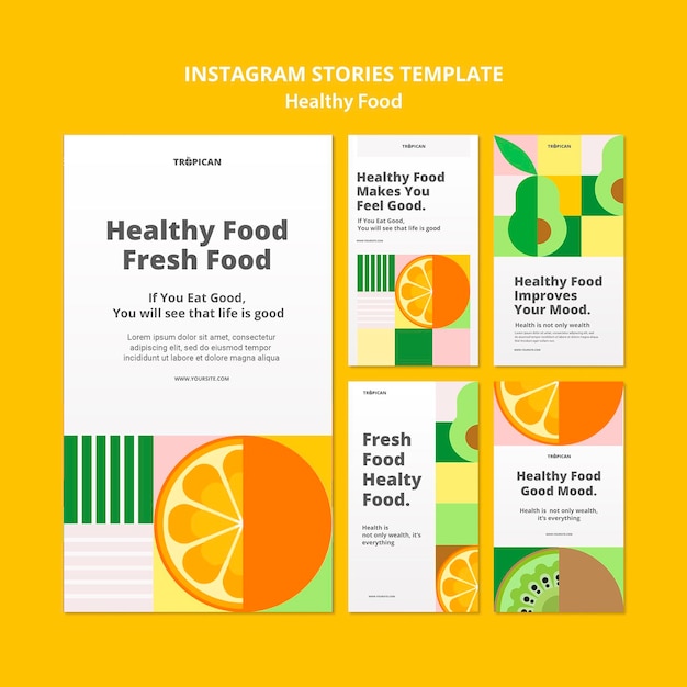 PSD historias de instagram de comida saludable
