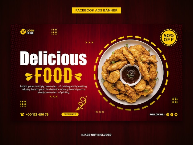 Historias de instagram de comida súper deliciosa y plantilla de banner web