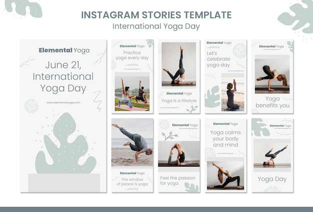 Historias de instagram del día internacional del yoga