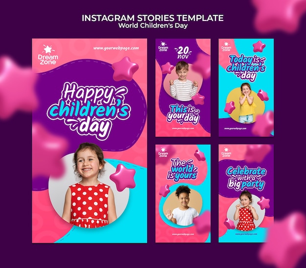 PSD historias de instagram del día mundial de la infancia