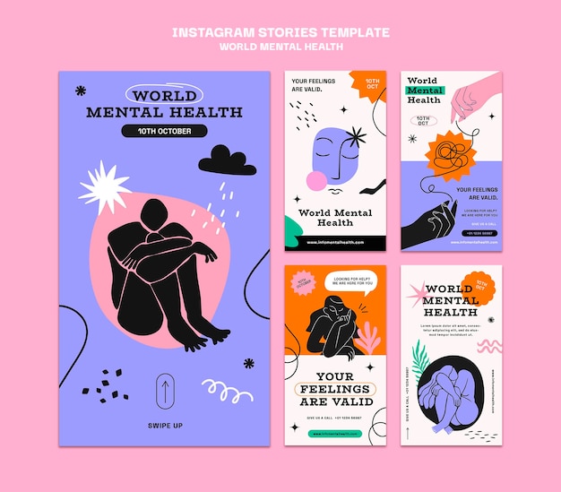 PSD historias de instagram del día mundial de la salud mental