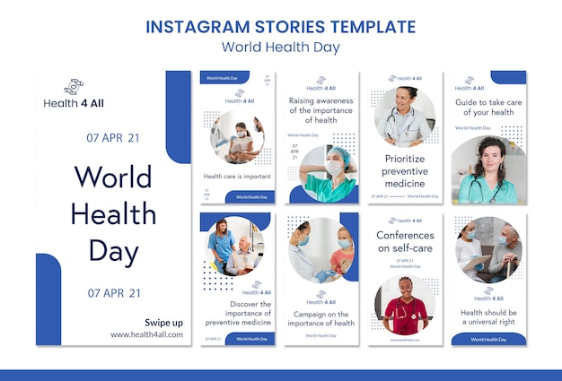 PSD historias de instagram del día mundial de la salud