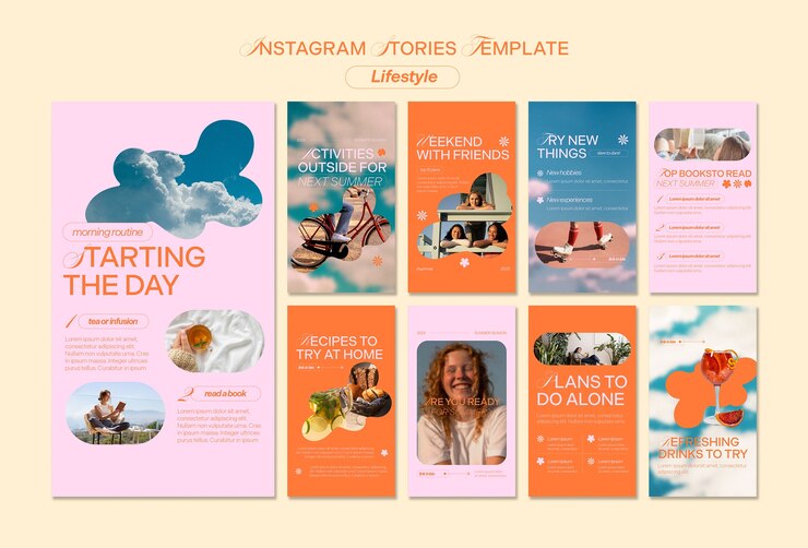 PSD historias de instagram de estilo de vida saludable