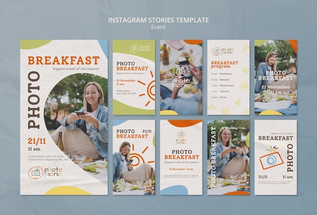 PSD historias de instagram de eventos de fotografía