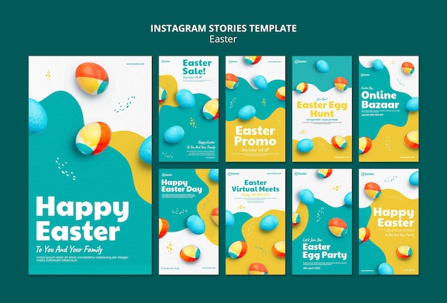 PSD historias de instagram de feliz día de pascua