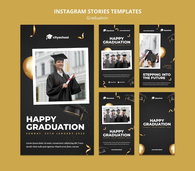 PSD historias de instagram de feliz graduación