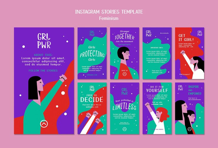 PSD historias de instagram de feminismo