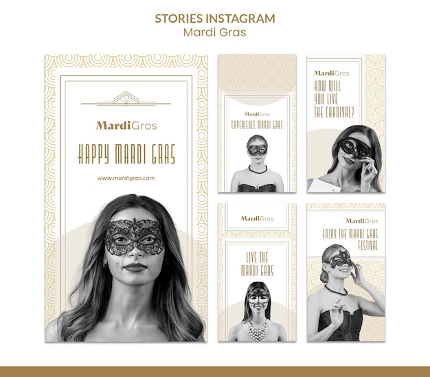 PSD historias de instagram de golden mardi gras