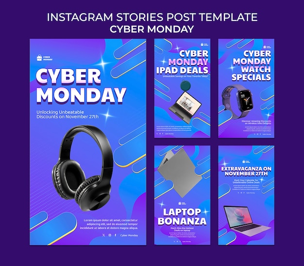 PSD las historias de instagram del lunes cibernético