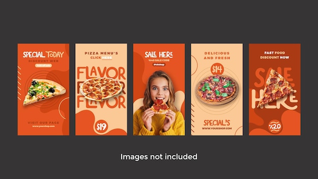 PSD historias de instagram de pizza