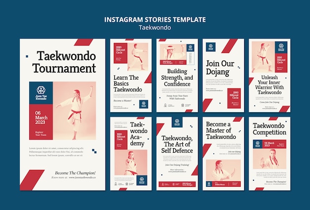 PSD historias de instagram de práctica mínima de taekwondo