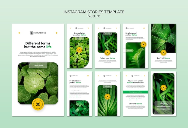 PSD historias de instagram de protección de la naturaleza
