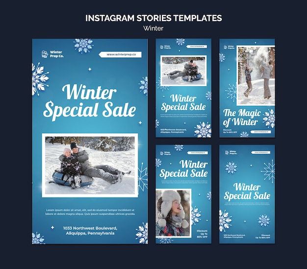 PSD historias de instagram de rebajas especiales de invierno