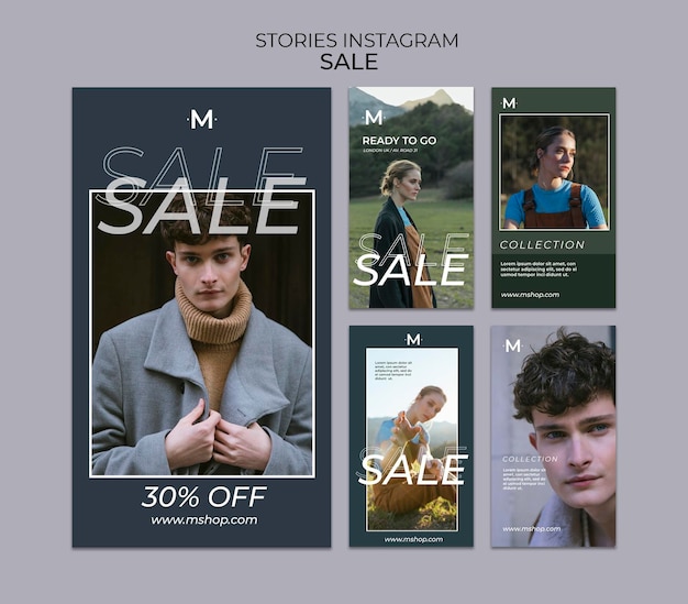 PSD historias de instagram de rebajas de moda