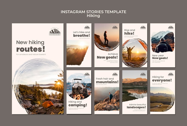 PSD historias de instagram de senderismo