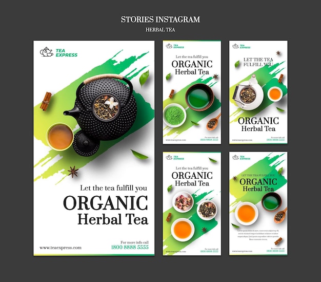 PSD historias de instagram de té de hierbas