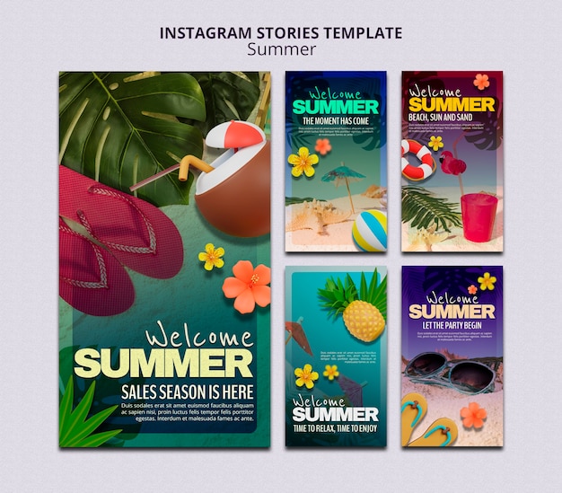 PSD historias de instagram de la temporada de verano.