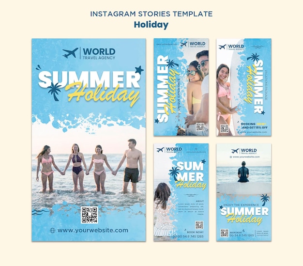 PSD historias de instagram de vacaciones