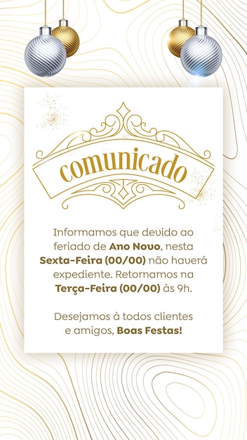 Histórias nas mídias sociais Anúncio de feriado de Ano Novo