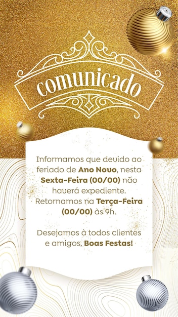 Histórias nas redes sociais Anúncio de férias Feliz Ano Novo 2024