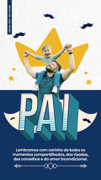 PSD histórias nas redes sociais feliz dia dos pais pai, eu te amo para sempre