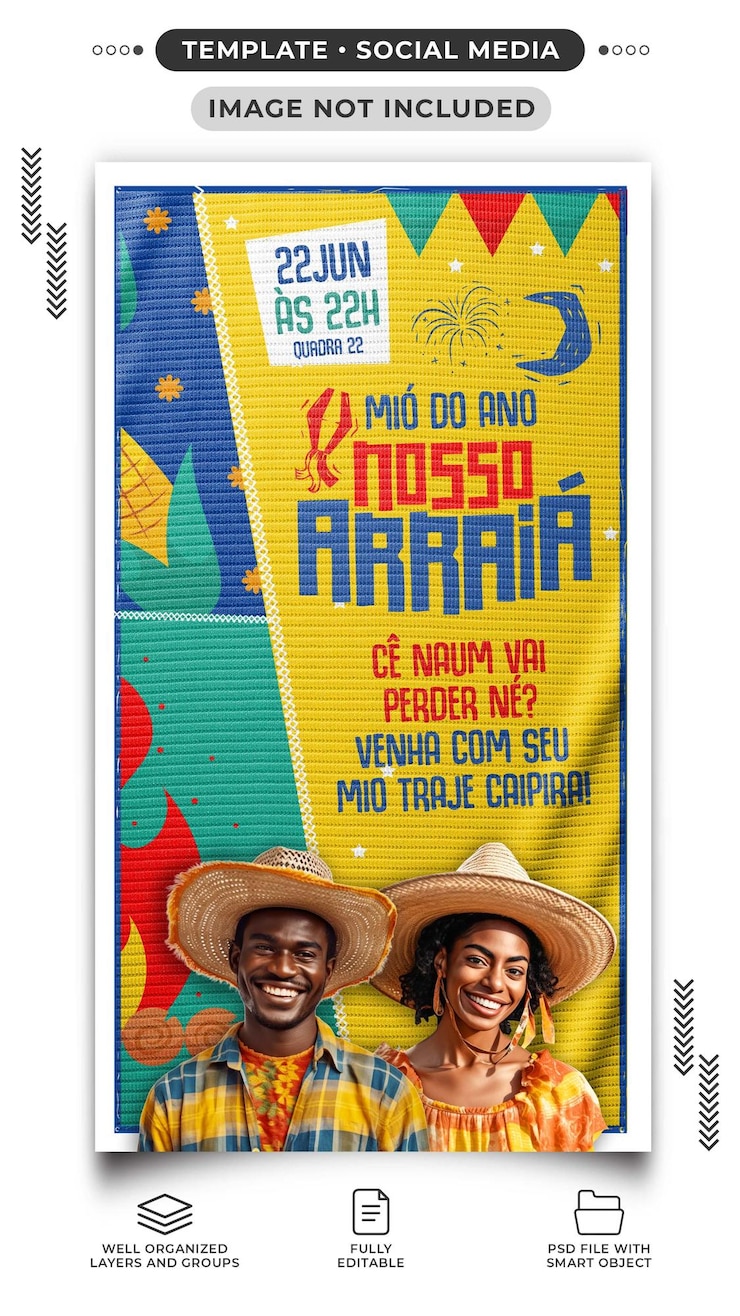 PSD histórias nas redes sociais festa junina nossa arraia