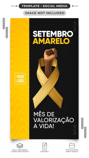 PSD histórias nas redes sociais mês de valorização da vida setembro amarelo