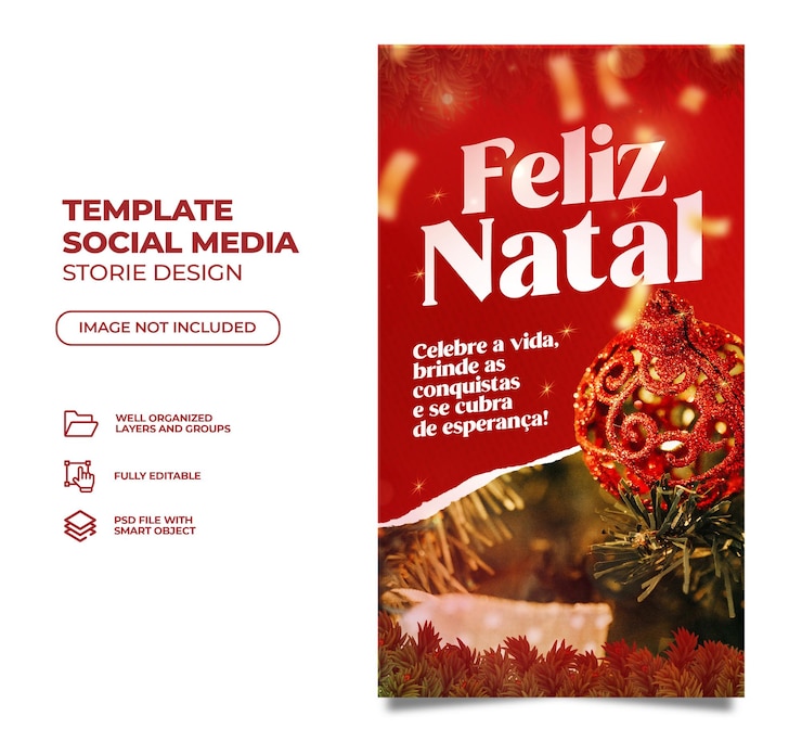 PSD historias de navidad feliz en el diseño de plantillas de redes sociales portuguesas