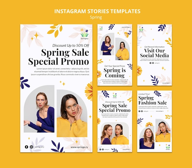 PSD histórias promocionais especiais do instagram de venda de primavera