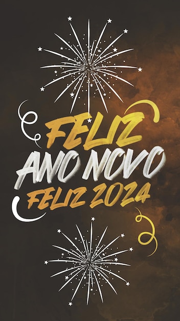 PSD historias de redes sociales feliz año nuevo 2024