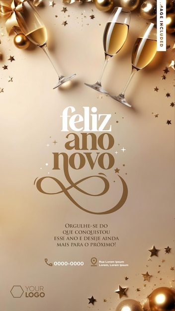 Historias de las redes sociales feliz año nuevo de oro