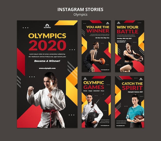 PSD historias de redes sociales de los juegos olímpicos