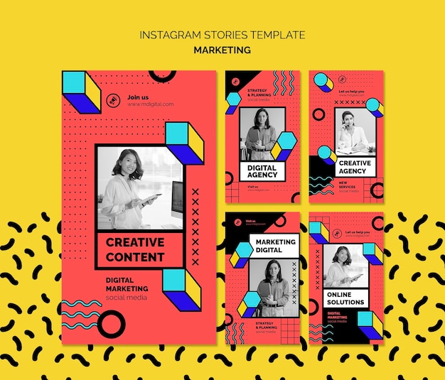 Historias de redes sociales de marketing digital