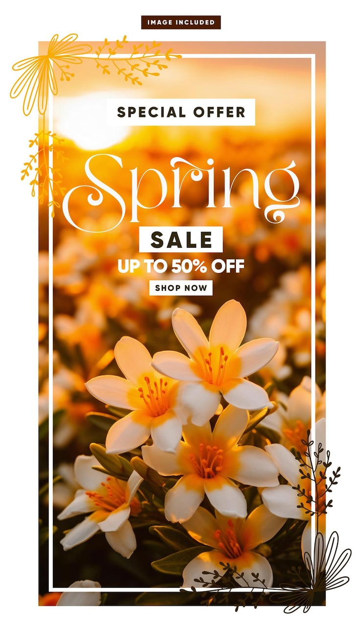 PSD historias de las redes sociales oferta especial de venta de primavera