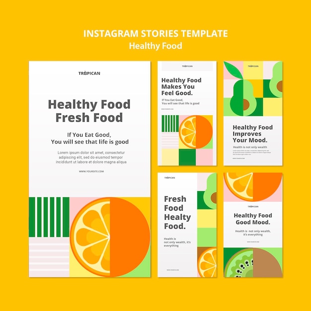 Histórias saudáveis do instagram de alimentos