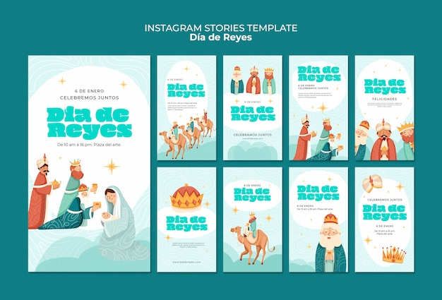 PSD historias de la tradición de reyes magos en instagram