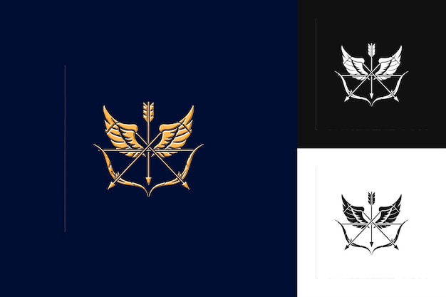 Historisches Longbow-Logo mit String- und Pfeildekorationen mit abstrakten Vektordesigns
