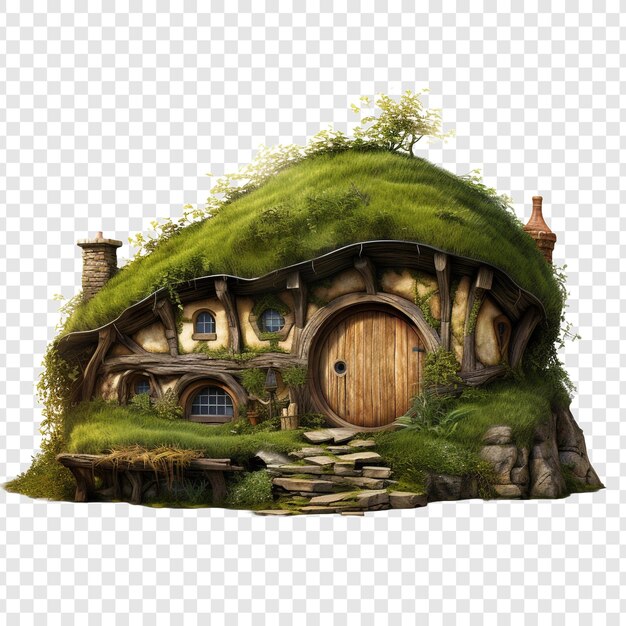 PSD hobbit-haus isoliert auf transparentem hintergrund