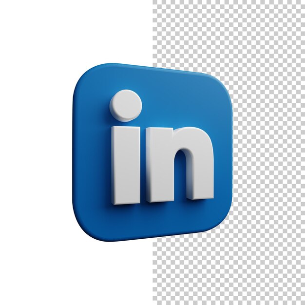 Hoch auflösendes 3D-LinkedIn-Symbol mit durchsichtigem Hintergrund