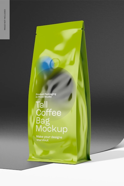 Hoches Kaffeetaschen-Mockup, rechte Ansicht