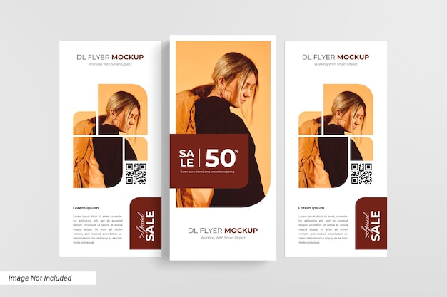 Hochformat dl flyer mockup draufsicht