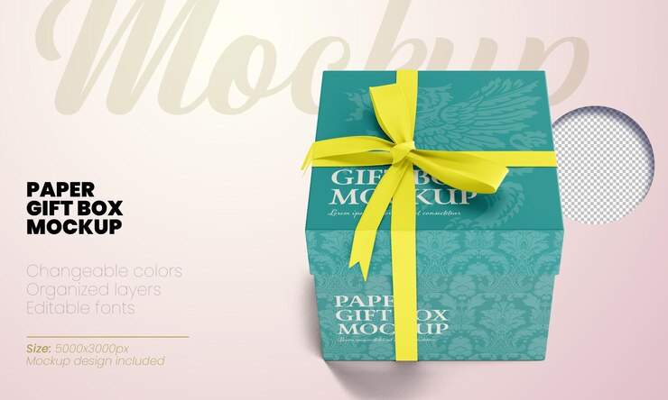 PSD hochglanz-geschenkbox-modell im psd-format